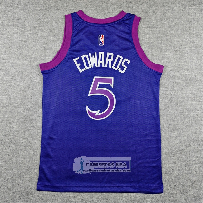 Camiseta Nino Minnesota Timberwolves Anthony Edwards NO 5 Ciudad 2025-26 Negro
